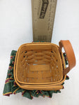 1999 4x4x3.5 Ribbon Wall Small Longaberger Basket Woven Leather Hanger Square