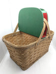 19x12x9 Watermelon Picnic Basket Large Woven Double Hinge Lids Vintage