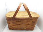 18x11.5x9 Wov-N-Wood Jerywil Picnic Wicker Basket Hinge Lid Vintage