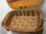 w Tray 18x11.5x9 Wov-N-Wood Jerywil Picnic Wicker Basket Hinge Lid Vintage