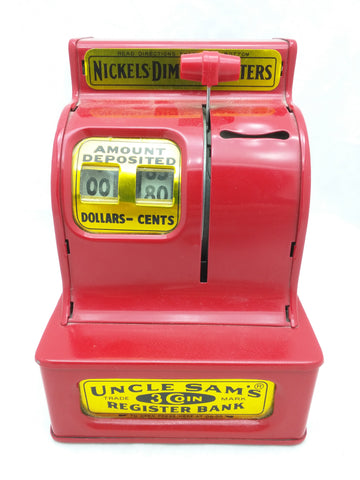 Uncle Sam's 3 Coin Cash Register Savings Bank It Adds It teaches Thrift