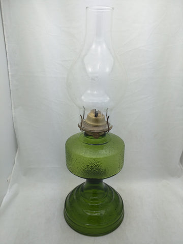 Dorset VINTAGE 2-PC Green GLASS OIL LAMP  DIV Thomaston Conn P & A