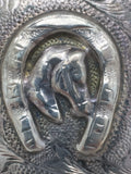 Belt Buckle Horse Horseshoe Vintage PLATA 925 AMG GUAD MEX STERLING SILVER WESTERN SIGNED