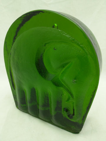 Blenko Green Elephant Bookend (1) Glass Mid-century Modern