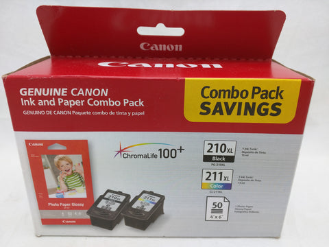Canon PG-210 XL and CL-211 XL Ink and Glossy Photo Paper Combo Pack