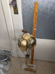27" Hot Air Balloon Sculpture Vintage 1970s Signed DeMott Brass Copper Onyx Chain