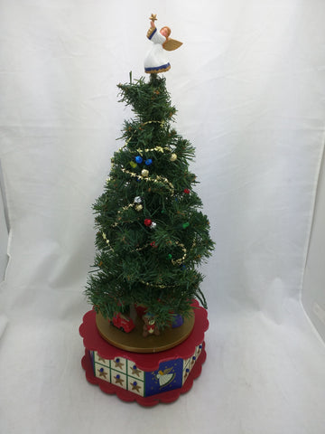 AS-IS 14" Avon Christmas Tree Advent Calendar Ornaments 23+angel, NO ROTATE Music