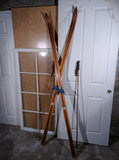 SOLD!!!! Skis Splitkein bass wood wooden vintage cross country norge bamboo ski poles cabin display
