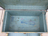 Trunk Metal Vintage Antique Old Large storage  36 X 19 X 20 Tall w/Tray corner caps strong