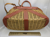 Creel Fishing Wicker Basket Weave Split Willow British Hong Kong Made Vintage