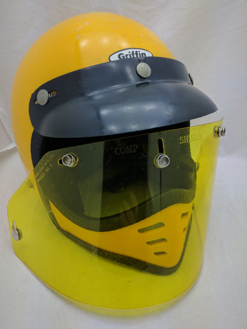 bicef motorcycle helmet 1984 Griffin Moto-X Helmet 1984 Yellow Full Face Vintage 145 – Pocatello Market