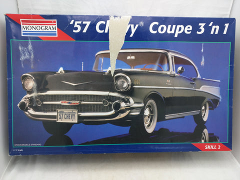1:12 1957 Chevy Coupe 3n1 Monogram Model Kit 2800 57 1995