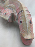 20" Two Koi Carving Carp Fish Chainsaw Log Trunk Wood Wooden Statue Art