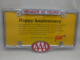Member 40 Years AAA License Plate Frame Metal New
