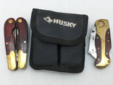 Utility Multi Tool Husky Brass Wood Knife Set Belt Clip
