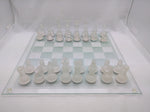 Chess Checkers 14" Frosted Clear Set Glass Board