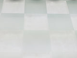 Chess Checkers 14" Frosted Clear Set Glass Board