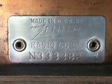 1937 Boat Farm 22" Zenith Tube Radio Antique Vintage Console Table Top Tombstone Big Pet Battery