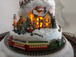 AS-IS Holiday Reflections Thomas Kinkade CHRISTMAS TREE MOVING TRAIN MUSIC LIGHTED