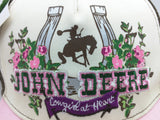 New Horseshoe John Deere Cowgirl at Heart Hat Pink Cream Brown Mesh Cap Snapback
