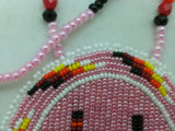 Native American Medallion HAND BEADED Necklace Shoshone Bannock TRIBE ID Pink