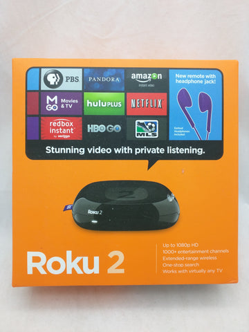 Roku 2 Media Streamer Streaming Player 2720X cord remote 3rd G