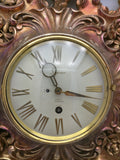 G 758 Gilt  Wind Up SYROCO SYRACUSE 8 Day Jeweled Floral Wall CLOCK Hollywood Regency Scroll