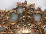 G 758 Gilt  Wind Up SYROCO SYRACUSE 8 Day Jeweled Floral Wall CLOCK Hollywood Regency Scroll