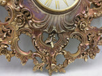 G 758 Gilt  Wind Up SYROCO SYRACUSE 8 Day Jeweled Floral Wall CLOCK Hollywood Regency Scroll