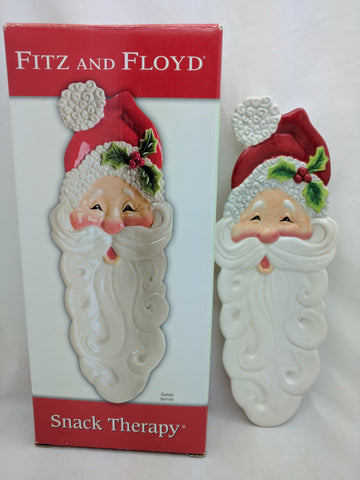 Santa Server Tray Fitz and Floyd Snack Therapy Ceramic
