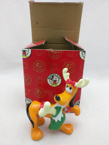 Pluto Sock in Mouth Figurine Enesco Christmas Stocking Porcelain Mickey's Workshop