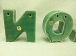 NOEL Letter Candle Holder Spelling Thames Hand Painted Japan Holly Ceramic