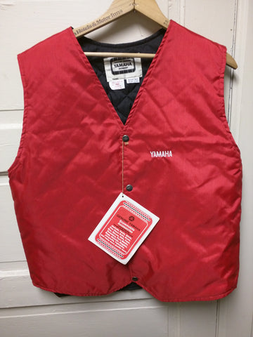 L Red Yamaha Vest Vintage Nylon Accessory Genuine NOS