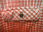 L Men Patagonia Orange Long Sleeve Shirt White Plaid Organic Cotton Button Flannel