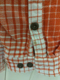 L Men Patagonia Orange Long Sleeve Shirt White Plaid Organic Cotton Button Flannel