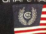 XL USA Flag Ralph Lauren Chaps Spell Out Knit Pullover Crewneck Sweater 90s VTG
