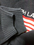 XL USA Flag Ralph Lauren Chaps Spell Out Knit Pullover Crewneck Sweater 90s VTG