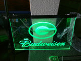 Sign Greenbay Packers Budweiser Green Clear Plexiglass Hanging NFL LED Bay Bar