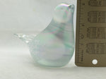 Silvestri Paperweight Glass Snow Figurine Bird Hand Blown Iridescent Fumed Clear Vintage
