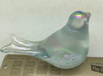 Silvestri Paperweight Glass Snow Figurine Bird Hand Blown Iridescent Fumed Clear Vintage