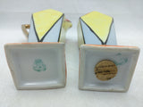Art Deco Nippon Lustreware Sugar Shaker Creamer Muffineer Pancake Set Cubist Japan Hand Painted