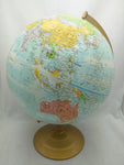 12" Globemaster Globe Blue Metal Table Stand Textured World Raised Relief