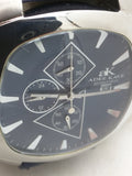Navy Blue Adee Kaye Mens Miyota Chronograph Date Quartz Watch Silver tone