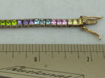 Gold Over Sterling Silver Multi-Color Tennis Bracelet 7.5" FAS