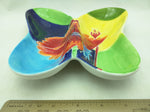 8" Butterfly Dish Red Poppy Baum Bros Style Eyes Tray Floral Rare