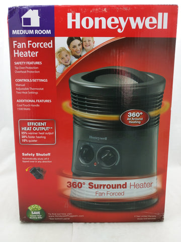 New 1500W Honeywell Manual 360 Degree Surround Heater Black Fan Forced HHF360VWM