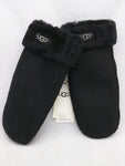New L XL UGG Handsewn Sheepskin Black Mittens Gloves $155 Retail Leather