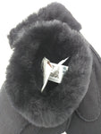 New L XL UGG Handsewn Sheepskin Black Mittens Gloves $155 Retail Leather