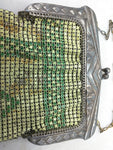 Mesh Enamel Coin Purse Flapper Chainmail Yellow Green Art Deco VTG