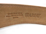 36 Ariat Belt Ostrich Print Leather Western Silver Tone Tip Buckle